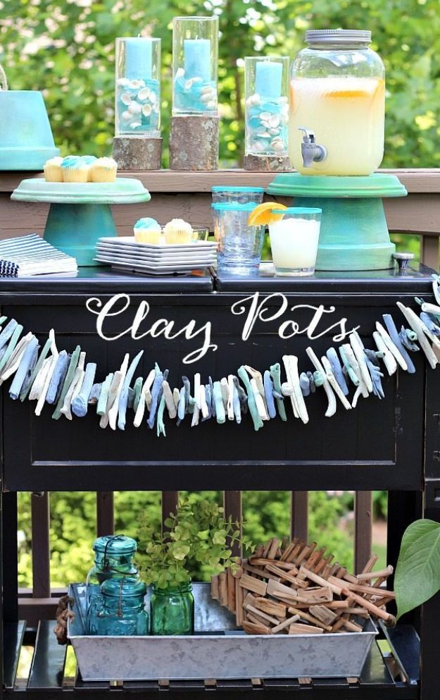 DIY Ideas for Clay Pots - Beverage Dispenser Stand - Cute Gardening Projects Tutorials for Decorating Pots - Pretty Rustic and Farmhouse Planters for Cheap Home Decor