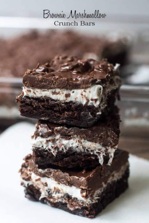 Brownie Recipes | Brownie Marshmallow Crunch Bars - Easy and Healthy Recipe Ideas for Brownies - Chocolate, Blondies, Gluten Free and Caramel