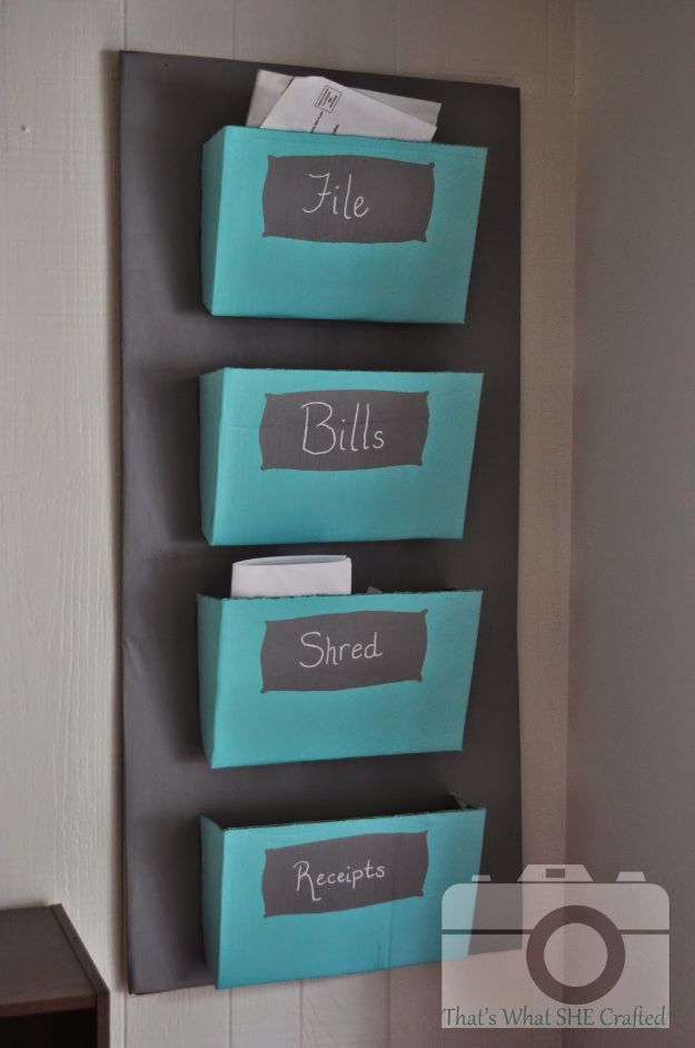 DIY Mail Organizers - Cardboard Mail Sorter - Cheap and Easy Ideas for Getting Organized - Creative Home Decor on A Budget - Farmhouse, Modern and Rustic Mail Sorter, Organizer
