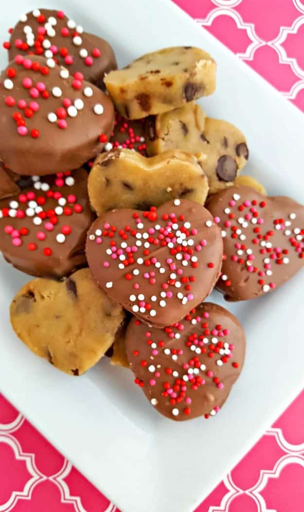 No Bake Cookie Recipes | Chocolate Covered Cookie Dough Hearts - Easy and Quick Recipe Ideas for Cookies | Oatmeal, Healthy, Gluten free