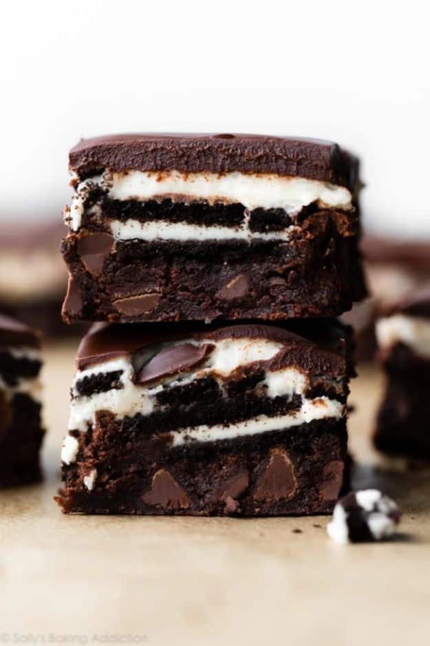 Brownie Recipes | Cookies & Cream Brownies - Easy and Healthy Recipe Ideas for Brownies - Chocolate, Blondies, Gluten Free and Caramel
