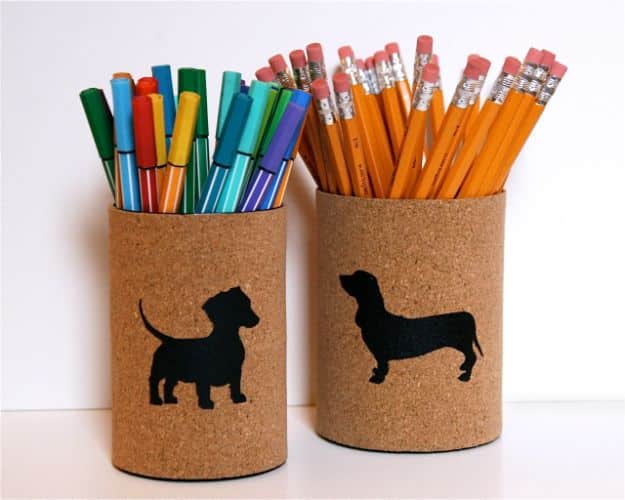 DIY Ideas With Tin Cans - Cork Covered Pencil Cups - Cheap and Easy Organizing Projects and Crafts Made With A Tin Can - Cool Teen Craft Tutorials and Home Decor