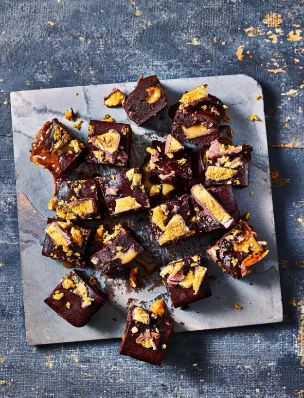 Brownie Recipes | Crunchie bar and salted caramel brownies - Easy and Healthy Recipe Ideas for Brownies - Chocolate, Blondies, Gluten Free and Caramel