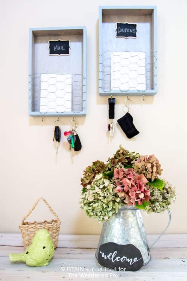 DIY Mail Organizers - DIY Farmhouse Entryway Organizer - Cheap and Easy Ideas for Getting Organized - Creative Home Decor on A Budget - Farmhouse, Modern and Rustic Mail Sorter, Organizer