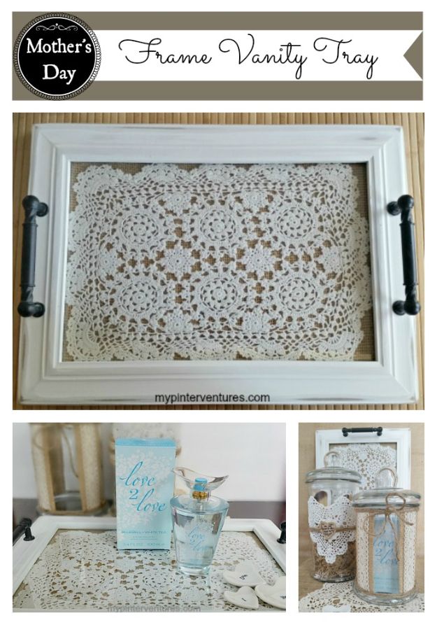 DIY Vanity Trays - DIY Frame Vanity Tray - Easy Homemade Decor for Bathroom, Bedroom and Vanities - Tray to Store Jewelry and Accessories With These Cool and Easy Crafts