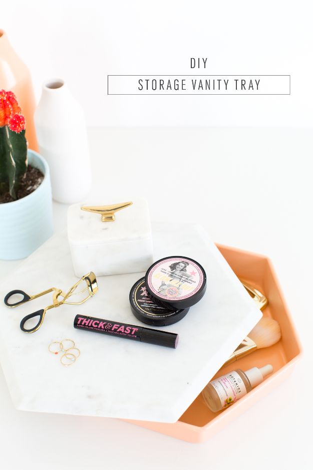 DIY Vanity Trays - DIY Vanity Tray With Storage - Easy Homemade Decor for Bathroom, Bedroom and Vanities - Tray to Store Jewelry and Accessories With These Cool and Easy Crafts