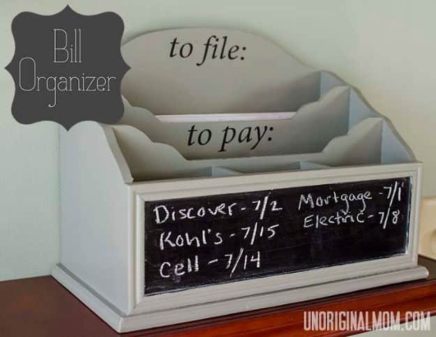 DIY Mail Organizers - Desktop Bill Organizer - Cheap and Easy Ideas for Getting Organized - Creative Home Decor on A Budget - Farmhouse, Modern and Rustic Mail Sorter, Organizer