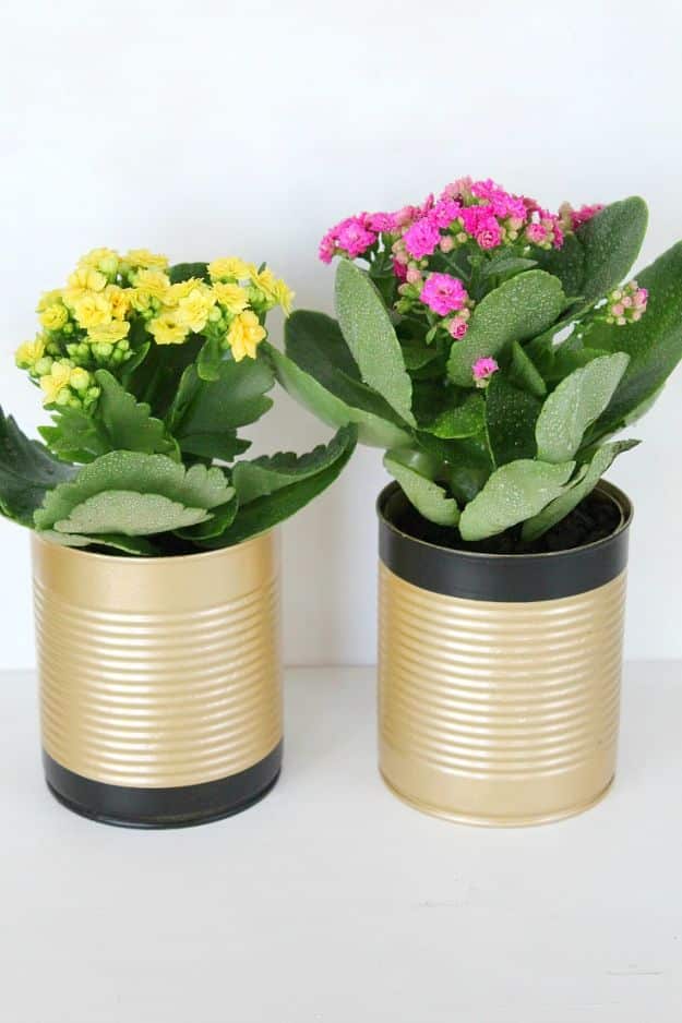 DIY Ideas With Tin Cans - Easy DIY Tin Can Flower Pots - Cheap and Easy Organizing Projects and Crafts Made With A Tin Can - Cool Teen Craft Tutorials and Home Decor