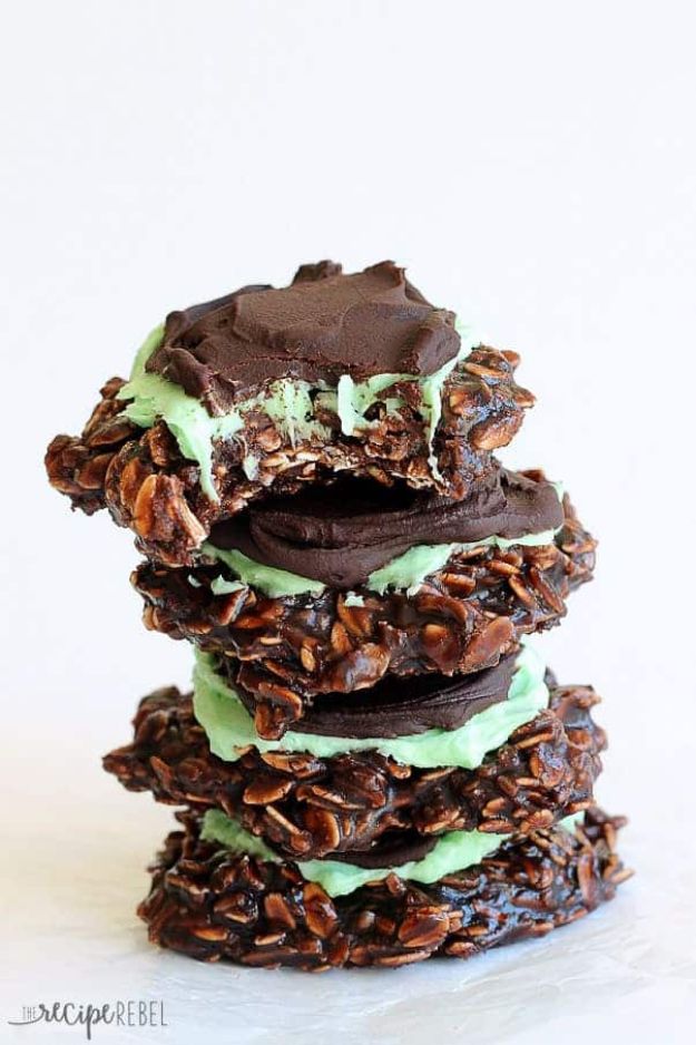 No Bake Cookie Recipes | Fudgy Mint Chocolate No-Bake Cookies - Easy and Quick Recipe Ideas for Cookies | Oatmeal, Healthy, Gluten free