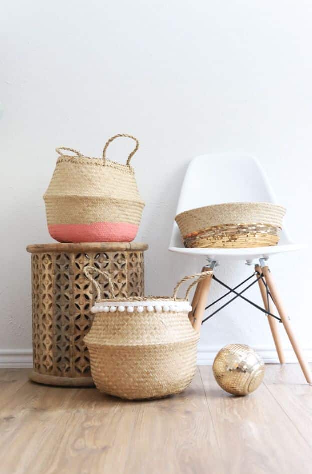 DIY Storage Baskets - Ikea Hack Wicker Storage Basket - Cheap and Easy Ideas for Getting Organized - Creative Home Decor on A Budget - Farmhouse, Modern and Rustic Basket Projects