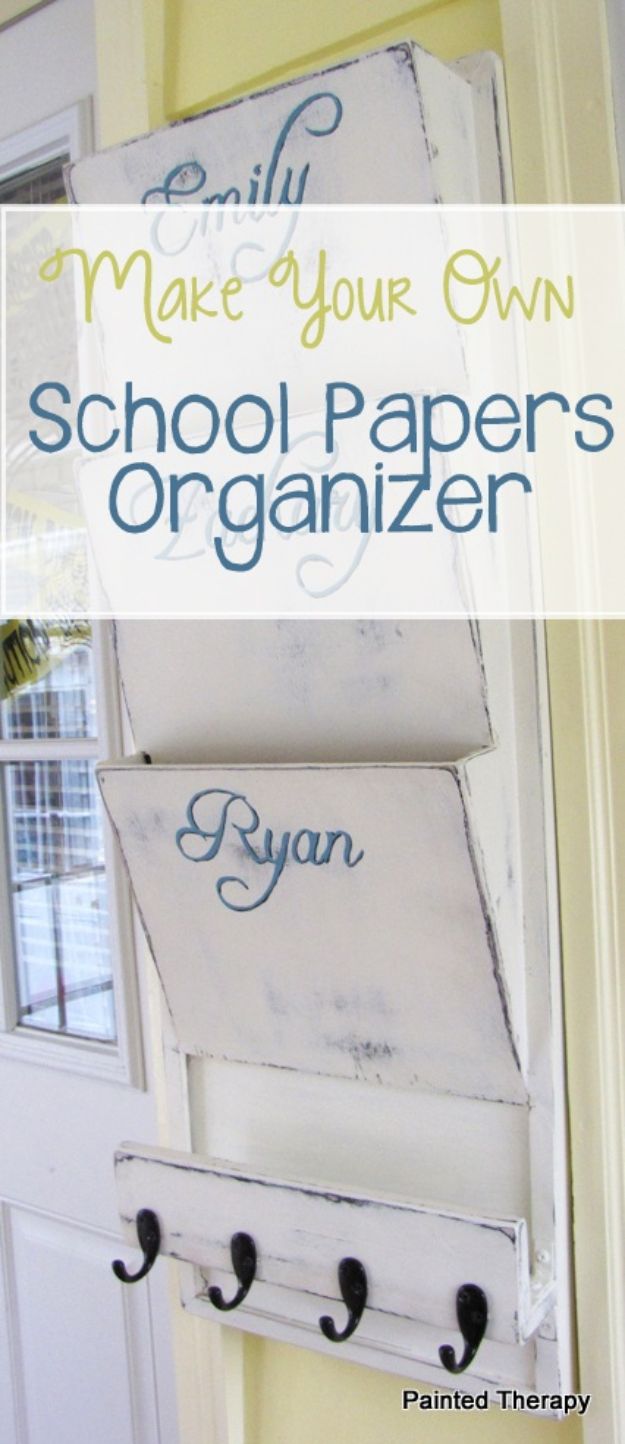 DIY Mail Organizers - Make Your Own School Papers Organizer - Cheap and Easy Ideas for Getting Organized - Creative Home Decor on A Budget - Farmhouse, Modern and Rustic Mail Sorter, Organizer