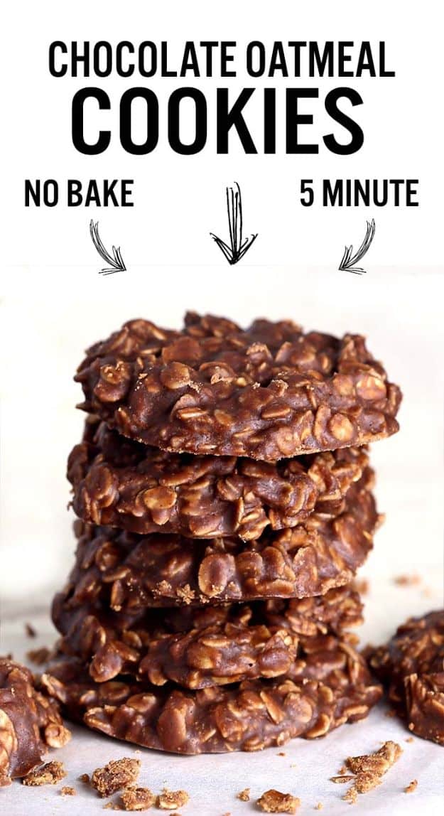 No Bake Cookie Recipes | No Bake Chocolate Oatmeal Cookies - Easy and Quick Recipe Ideas for Cookies | Oatmeal, Healthy, Gluten free