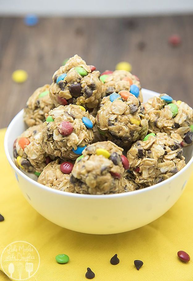 No Bake Cookie Recipes | No-Bake Monster Cookie Granola Bar Bites - Easy and Quick Recipe Ideas for Cookies | Oatmeal, Healthy, Gluten free