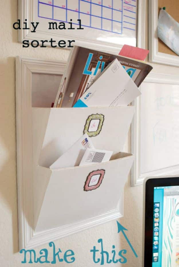 DIY Mail Organizers - Pottery Barn Knock Off Mail Sorter - Cheap and Easy Ideas for Getting Organized - Creative Home Decor on A Budget - Farmhouse, Modern and Rustic Mail Sorter, Organizer