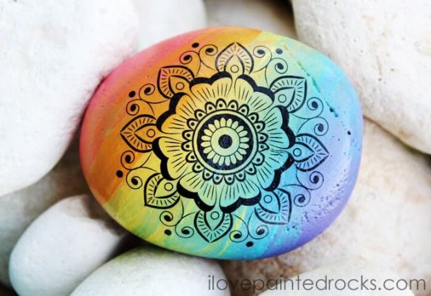 Easy Mothers Day Gifts - Rainbow Mandala Rocks - Cute Crafts and Homemade Presents for Mom | Thoughtful Gift Ideas to Make For Mother