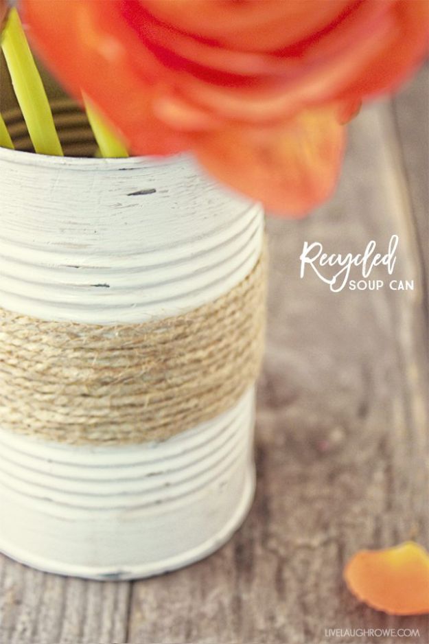 DIY Ideas With Tin Cans - Rustic Twine Wrapped Vase - Cheap and Easy Organizing Projects and Crafts Made With A Tin Can - Cool Teen Craft Tutorials and Home Decor