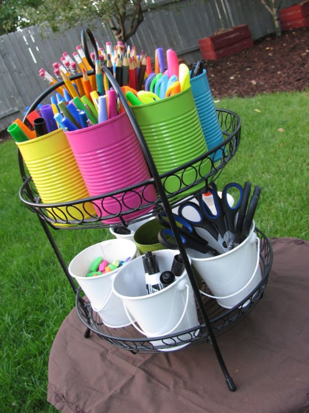 DIY Ideas With Tin Cans - School Supply Caddy - Cheap and Easy Organizing Projects and Crafts Made With A Tin Can - Cool Teen Craft Tutorials and Home Decor