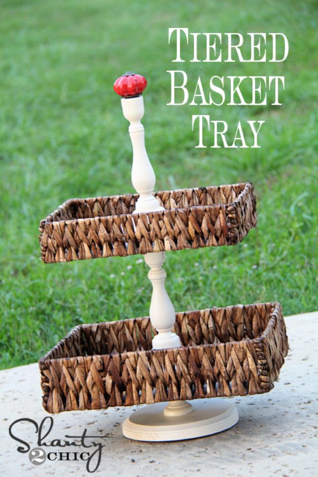 DIY Vanity Trays - Tiered Basket Tray - Easy Homemade Decor for Bathroom, Bedroom and Vanities - Tray to Store Jewelry and Accessories With These Cool and Easy Crafts