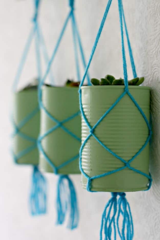 DIY Ideas With Tin Cans - Tin Can Hanging Planters - Cheap and Easy Organizing Projects and Crafts Made With A Tin Can - Cool Teen Craft Tutorials and Home Decor