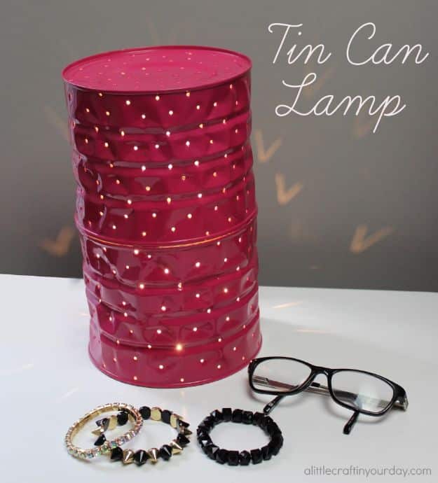 DIY Ideas With Tin Cans - Tin Can Lamp - Cheap and Easy Organizing Projects and Crafts Made With A Tin Can - Cool Teen Craft Tutorials and Home Decor