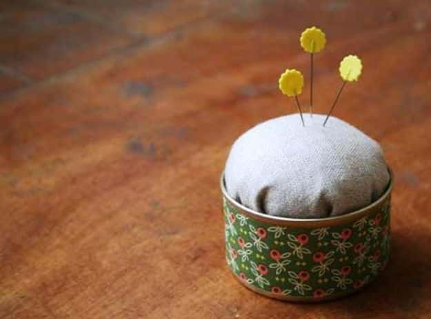 DIY Ideas With Tin Cans - Tin Can Pincushion - Cheap and Easy Organizing Projects and Crafts Made With A Tin Can - Cool Teen Craft Tutorials and Home Decor