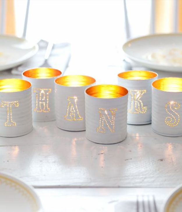 DIY Ideas With Tin Cans - Tin Punched Votive Candles- Cheap and Easy Organizing Projects and Crafts Made With A Tin Can - Cool Teen Craft Tutorials and Home Decor