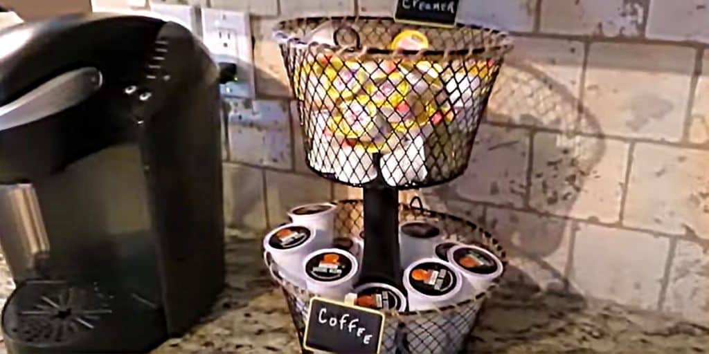 DIY Farmhouse Decor Idea - K-cup Organizer Made With Dollar Tree Supplies - DIY Organizing Ideas for Kitchen