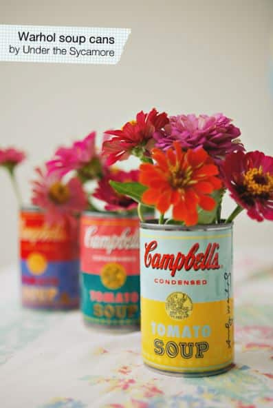 DIY Ideas With Tin Cans - DIY Warhol Soup Cans - Cheap and Easy Organizing Projects and Crafts Made With A Tin Can - Cool Teen Craft Tutorials and Home Decor