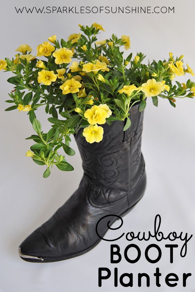 DIY Ideas For Your Boots | Cowboy Boot Planter l Cool Way to Update Old Leather Boot | Denim, Painting, Decorating Cowboy Boots
