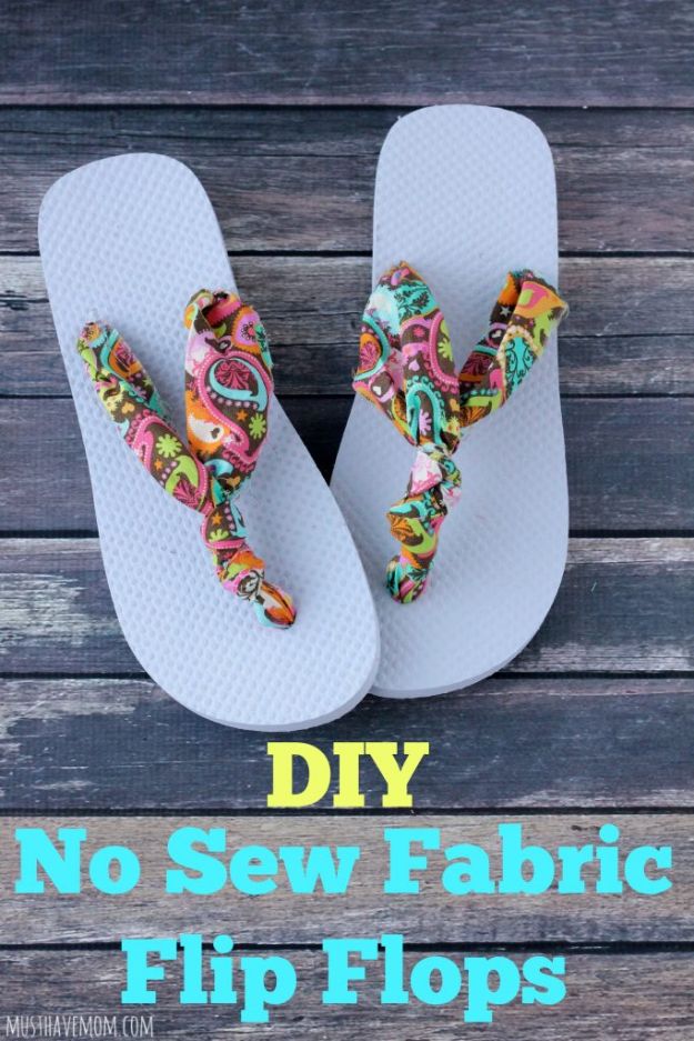 No Sew Gift Ideas - Quick Last Minute Holiday Gifts for Her - DIY No Sew Fabric Flip Flops