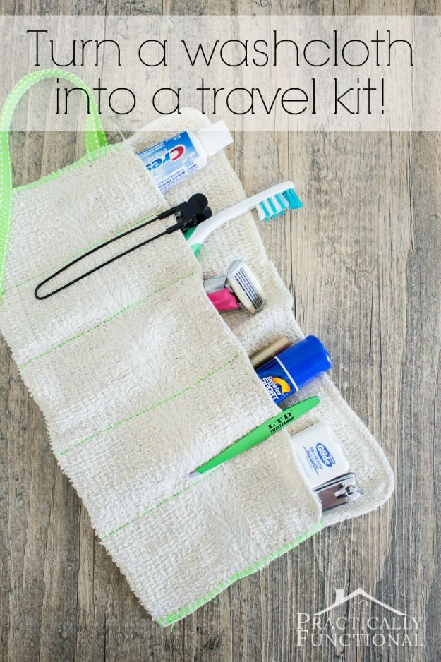 No Sewing DIY Travel Gift Idea - Quick No Sew Projects -No Sew Gifts to Make - Easy DIY Christmas Presents - No Sew Cape TutorialDIY Washcloth Travel Kit