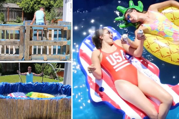 DIY Swimming Pool - How to Build a Swimming Pool From Pallets and A Tarp