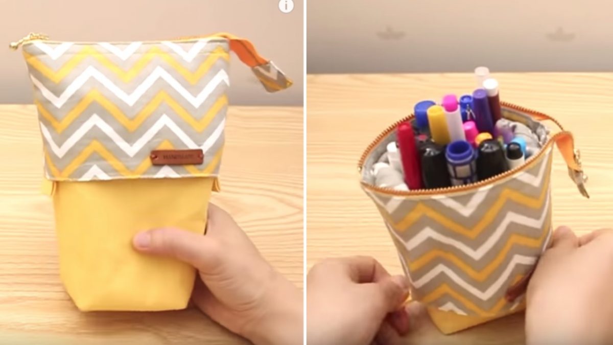 DIY Stand-up Pencil Case, Standing Pencil Pouch Sewing Tutorial