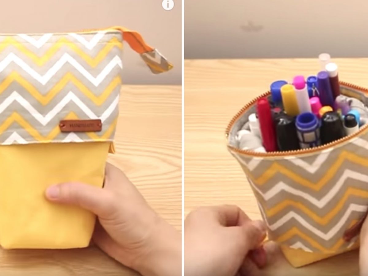 DIY Sliding Pencil Case Pattern - How to make a pop up slide down standing  pencil case 