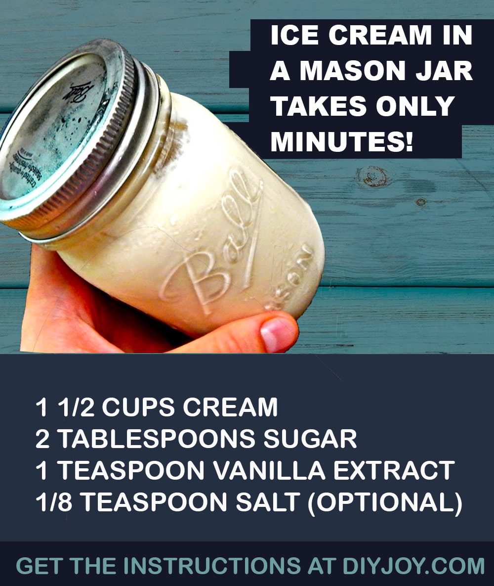 Homemade Ice Cream Recipe Mason Jar Ice Cream - How To Make Homemade Ice Cream in a Mason Jar - Best Dessert Recipes and Easy Ideas for Desserts #recipes #desserts #dessertrecipes #icecream