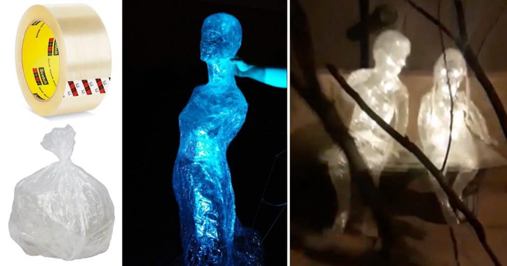 DIY Halloween Ideas - Packing Tape Ghosts