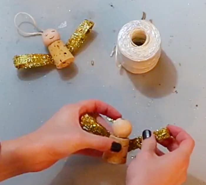 Learn this cheap kids DIY how to make a cork Christmas Angel