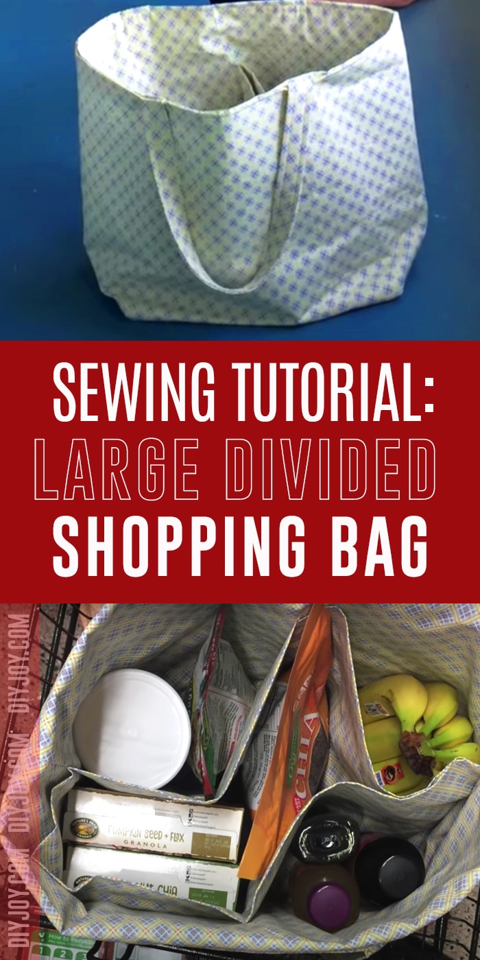 How to Make A Shopping Bag With Step by Step Sewing Tutorial - DIY Large Fabric Grocery Bag With Divided Pocket Inserts for Groceries