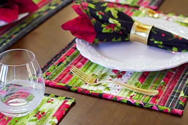 Learn to sew a jellyroll placemat and coaster