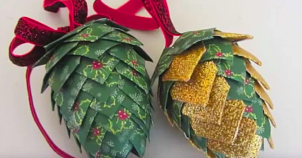 Learn to make a DIY Pinecone Ornament out of paper and a styrofoam egg