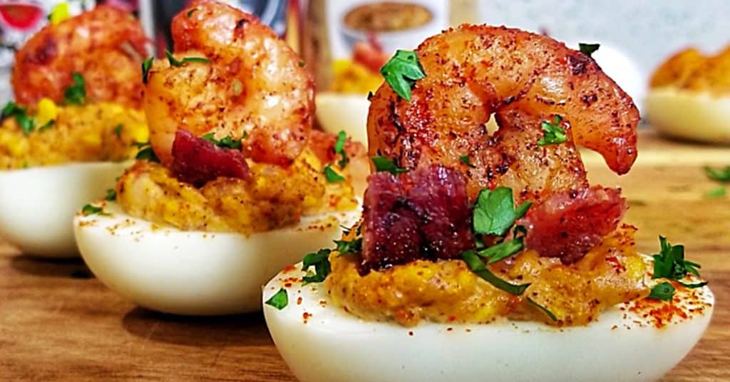 Learn to make Creole Shrimp Deviled Eggs with Bacon