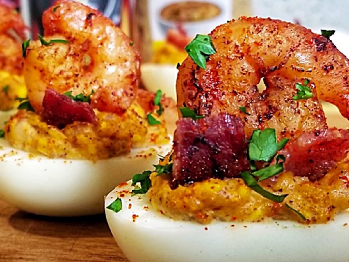 Cajun Shrimp Deviled Eggs - I Am Homesteader