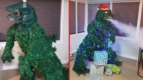 Dad Makes DIY Smoke Breathing Godzilla Christmas Tree | DIY Joy Projects and Crafts Ideas