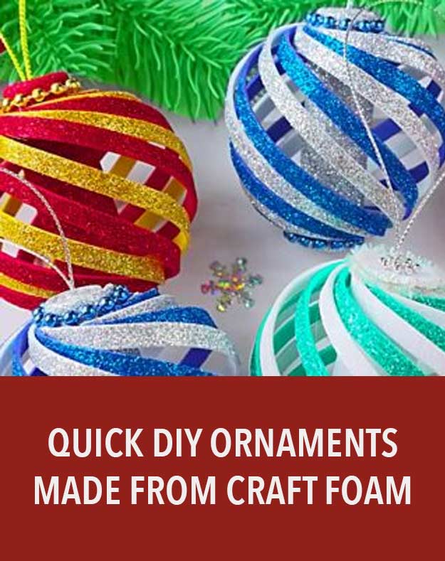 Quick DIY Christmas Ornaments Made From Craft Foam #christmasornaments #diyideas #holidaydecor #diychristmasdecor #christmasdecor