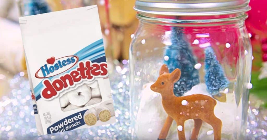 DIY Donut Snow Globes from powdered donuts and mason jars
