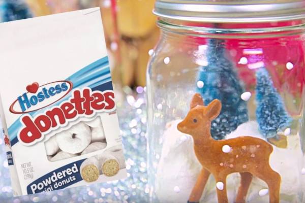 DIY Donut Snow Globes from powdered donuts and mason jars