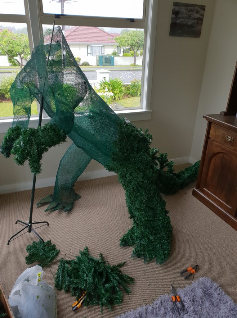 Frame for Godzilla Christmas Tree That Breathes Fire