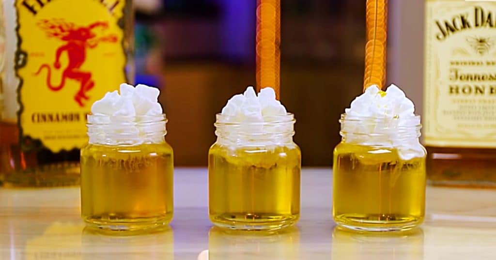 Learn this Hot Little Honey Shot Recipe with honey Jack Daniels and FIreball