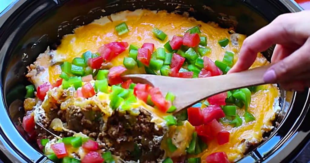 Learn to make this cheap easy Tater Tot John Wayne Casserole in the crockpot
