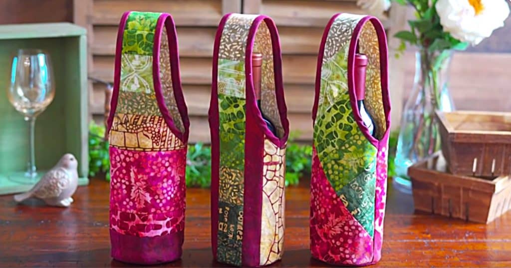 Learn to sew quilt as you go Wine Totes For the holidays